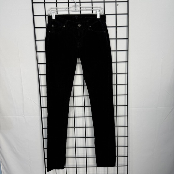 7 For All Mankind Denim - 7 For All Mankind Roxanne Jeans Womens 27 Black Corduroy Stretch Skinny USA 33"